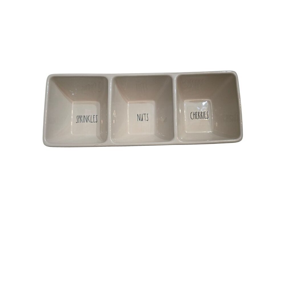 Rae Dunn Artisan Serving Dish Sprinkles Nuts Cherries Ice cream